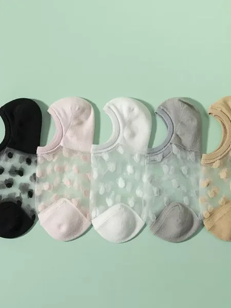 Áttetsző zokni készlet „Spots” 5 pár