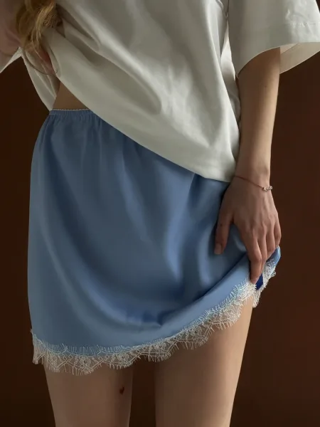 Kék selyem mini szoknya