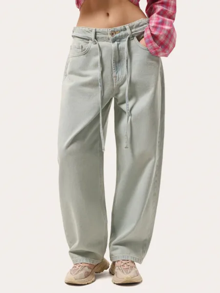 Világoskék női baggy farmer