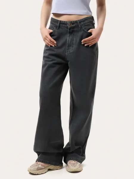 Szürke női wide leg farmer