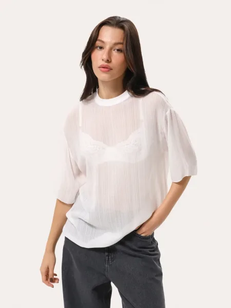 Tejszínszínű áttetsző oversize póló